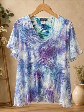 Brittany Black Lavender and White Floral Lace Tunic